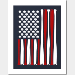 American Flag Baseball Softball Patriotic 4th of July Posters and Art